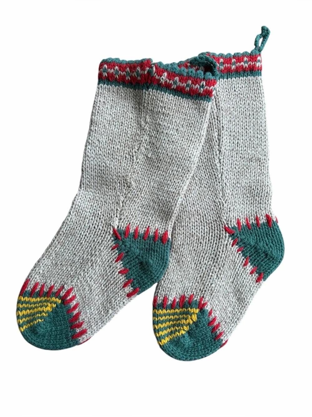 Vintage Knit  Crochet Christmas Farmhouse Mantle Stockings